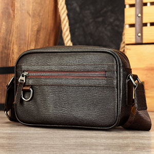 真皮男士斜挎包 小方包男包 輕奢牛皮時尚潮流單肩挎包 休閒新款斜背包推薦