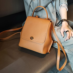 女士雙肩包 大容量時尚高級感小眾設計ins風牛皮後背包 真皮女生學生書包推薦