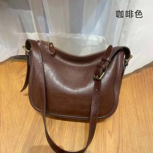 頭層植鞣牛皮郵差包 復古手工真皮女士斜背包 新款女生文藝風休閒單肩背包斜挎包推薦
