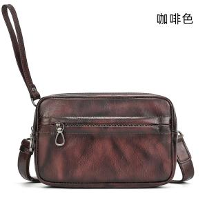 新品復古擦色單肩背包 兩用手抓包斜背包 男女手拿包植鞣革斜跨包 樹膏皮休閒包包推薦