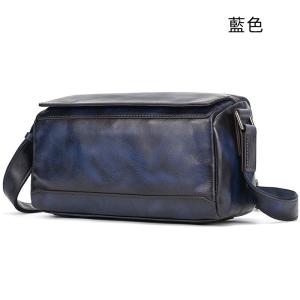 復古手工擦色植鞣牛皮斜背包 頭層牛皮男女通用斜跨包 新款側背包真皮包包 樹膏皮單肩背包推薦