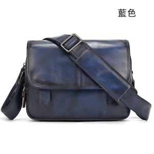 新款頭層樹膏皮單肩包 男士女士植鞣革牛皮斜跨包 復古擦色真皮休閒包斜背包郵差包推薦