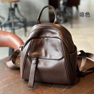 頭層牛皮女式雙肩包 新款時尚真皮女包學生書包 簡約百搭小背包軟皮後背包推薦