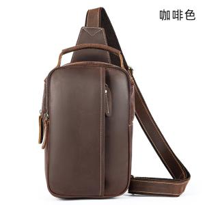 復古瘋馬皮男士胸包 真皮單肩旅行斜挎包 戶外休閑背包 新品男士斜背包胸前包推薦