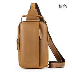 復古瘋馬皮男士胸包 真皮單肩旅行斜挎包 戶外休閑背包 新品男士斜背包胸前包推薦