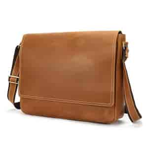 大號復古瘋馬皮男士翻蓋郵差包 大容量16吋筆電包斜挎單肩包 真皮爆款斜背包公事包推薦