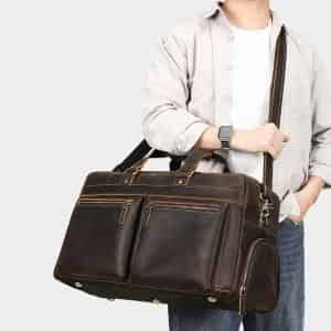 瘋馬皮男士旅行包 大容量新款防水旅行袋 頭層牛皮手提包行李箱包 復古歐美真皮包包推薦