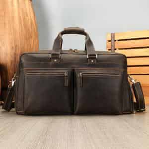 瘋馬皮男士旅行包 大容量新款防水旅行袋 頭層牛皮手提包行李箱包 復古歐美真皮包包推薦