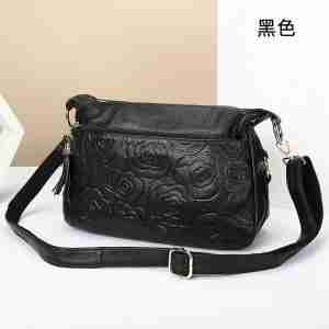 壓花設計頭層牛皮斜挎包 時尚百搭女士單肩包斜背包 氣質熟女真皮側背包 通勤腋下包推薦