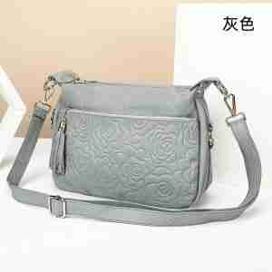 壓花設計頭層牛皮斜挎包 時尚百搭女士單肩包斜背包 氣質熟女真皮側背包 通勤腋下包推薦