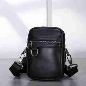 休閑百搭多功能手機小包包 真皮男士單肩包斜背包 男生戶外運動手機斜跨包推薦