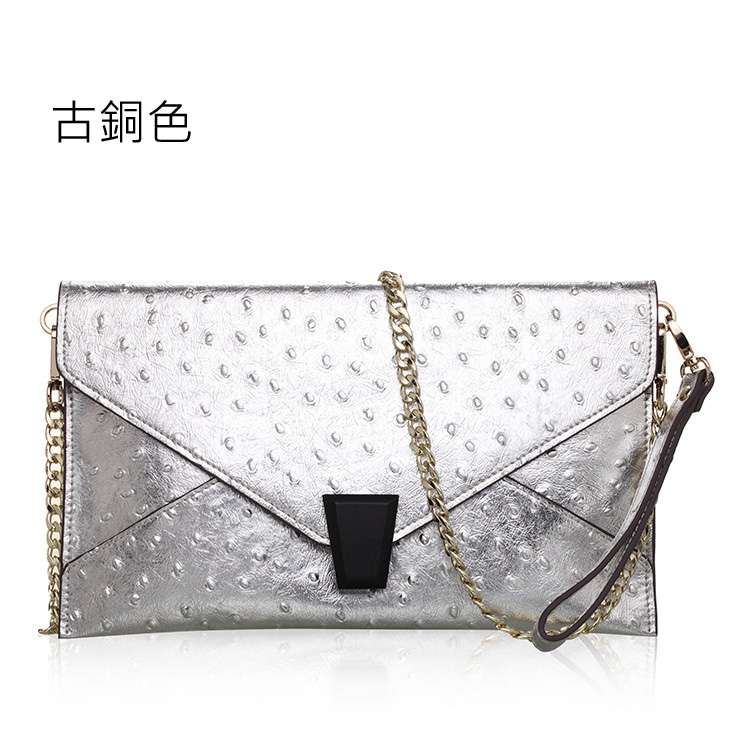 真皮鏈條包歐美風真皮手拿包