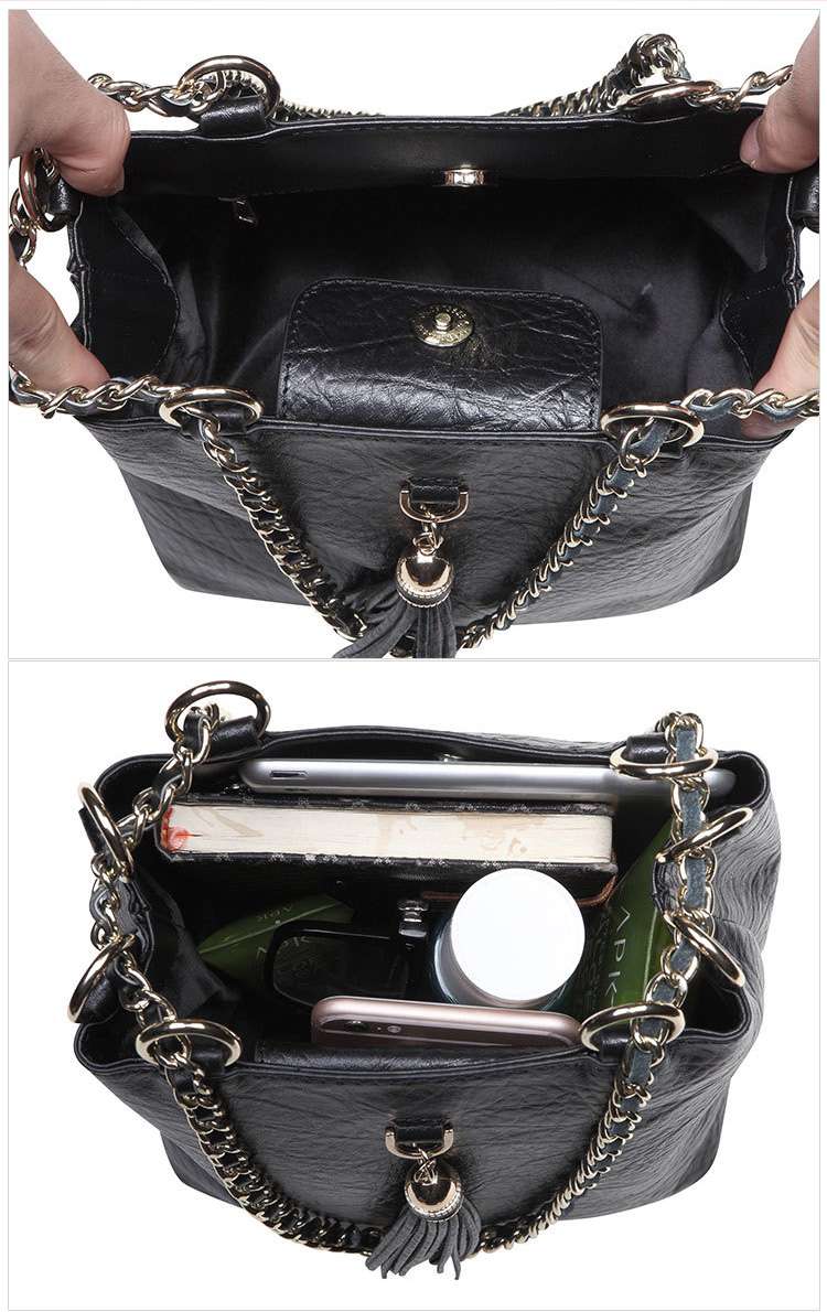 歐美真皮水桶包鏈條包品牌同款