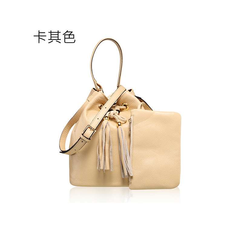 歐美真皮水桶包流蘇包品牌同款