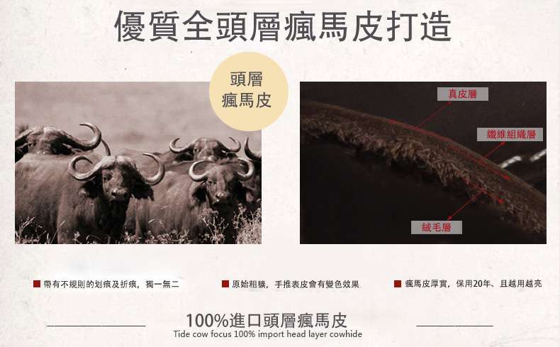 復古歐美新款高端瘋牛皮男包真皮手提包公事包瘋馬皮公文包