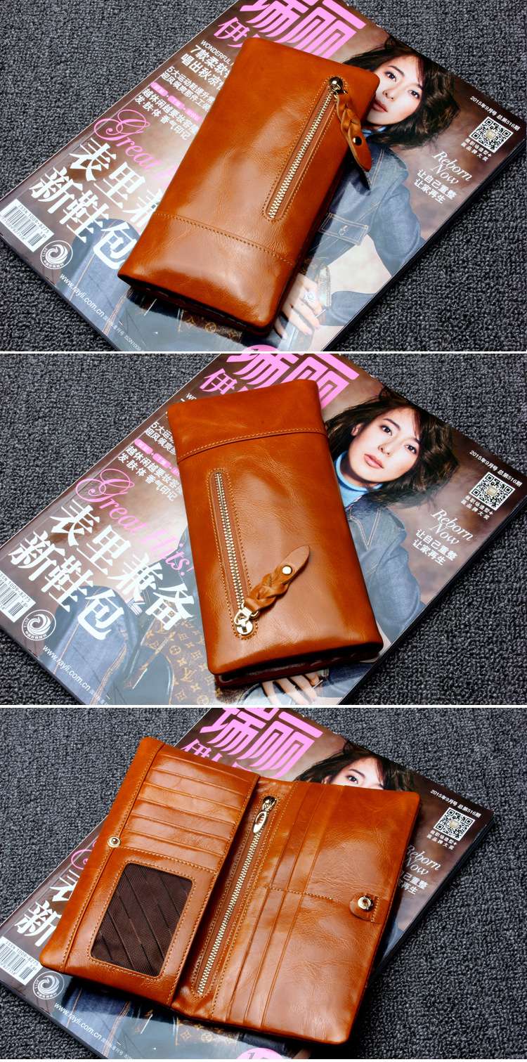 女士真皮钱包 大容量钱包 手拿包 零钱包 真皮皮夾