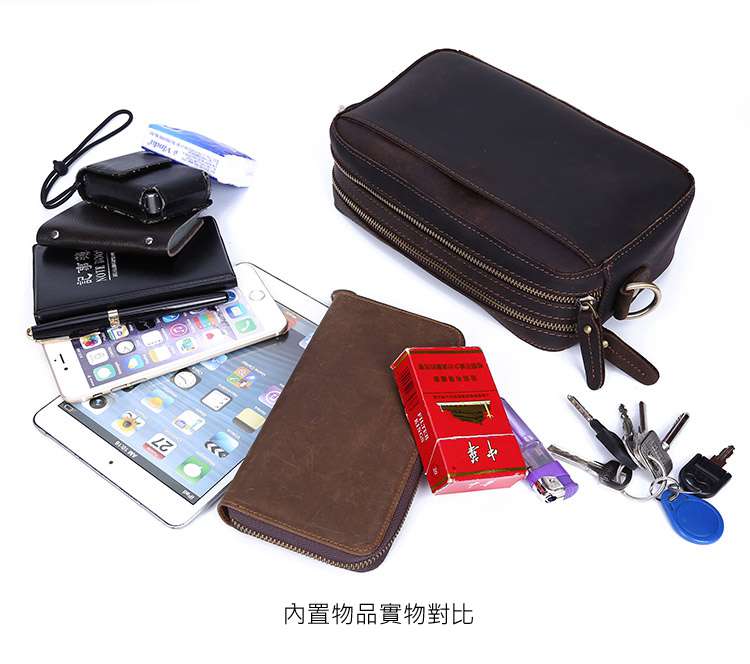 真皮男女手包兼單肩斜挎包 多用手拿包 肩背手拿包,