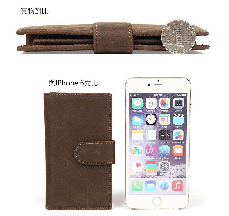 瘋馬皮皮夾 復古多卡套牛皮錢包