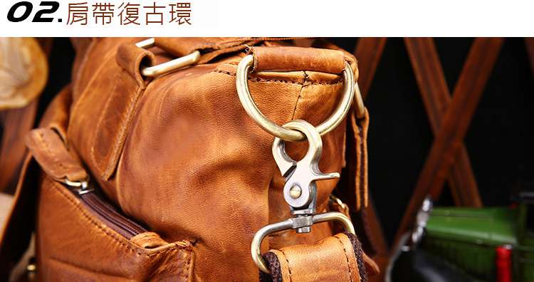 復古瘋馬皮手提包 商務真皮男包 男士休閒斜背包包 瘋牛皮斜挎手提包 頭層牛皮斜背包