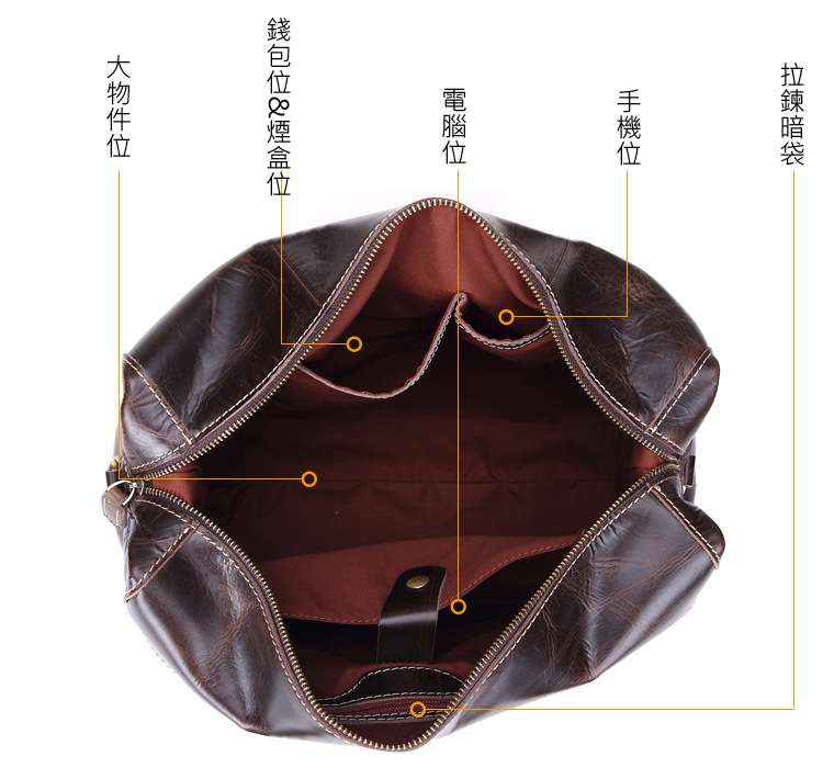 頭層牛皮旅行包 男士復古真皮行李包