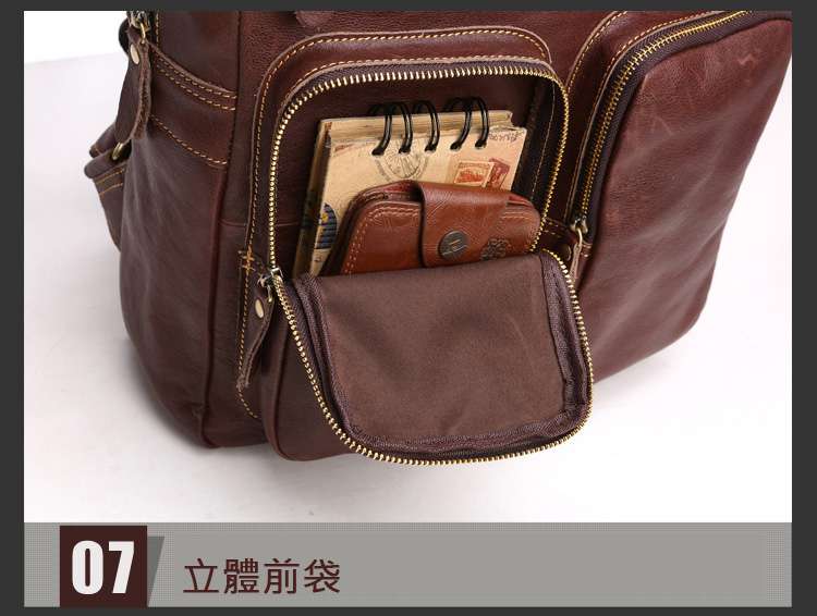 頭層牛皮後背包 復古高品質簡約學院風男士雙肩包 油蠟皮男包 旅行包手提包
