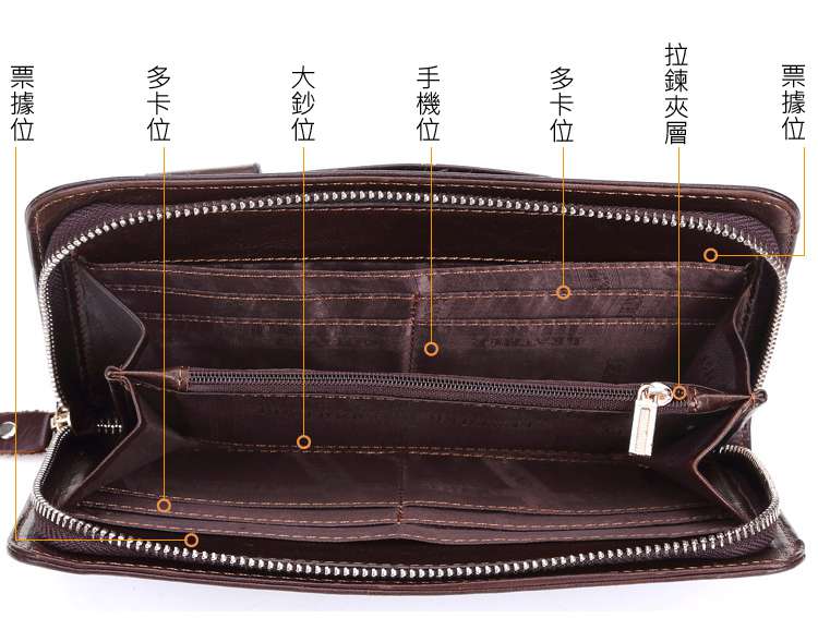 休閒男士長款錢包 長款皮夾 油蠟牛皮手機包 真皮手拿包 牛皮長夾 多卡位手抓包