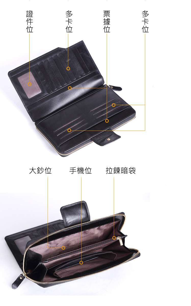 復古油蠟皮長款皮夾 頭層牛皮橫款錢包 大容量男士真皮手拿包 商務手抓包 真皮皮夾