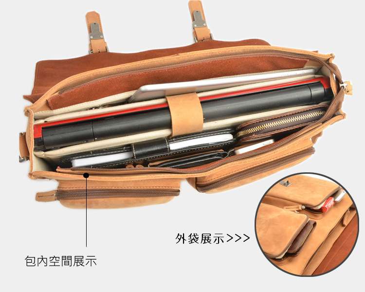 歐美男士商務公事包 高檔復古瘋馬皮手提包 頭層牛皮筆記本電腦包 真皮公文包筆電包 真皮包包 