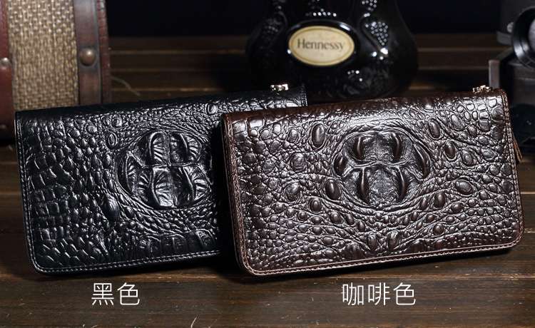 鱷魚紋頭層牛皮錢包 復古手抓包 真皮手機包 真皮長款錢包 男女通用真皮手拿包 真皮包包 