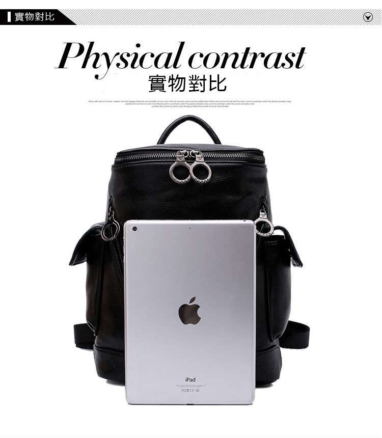 潮流水桶型女士真皮後背包 牛皮旅行背包 韓版女生雙肩包 學院風學生書包水桶包 真皮女包 真皮包包