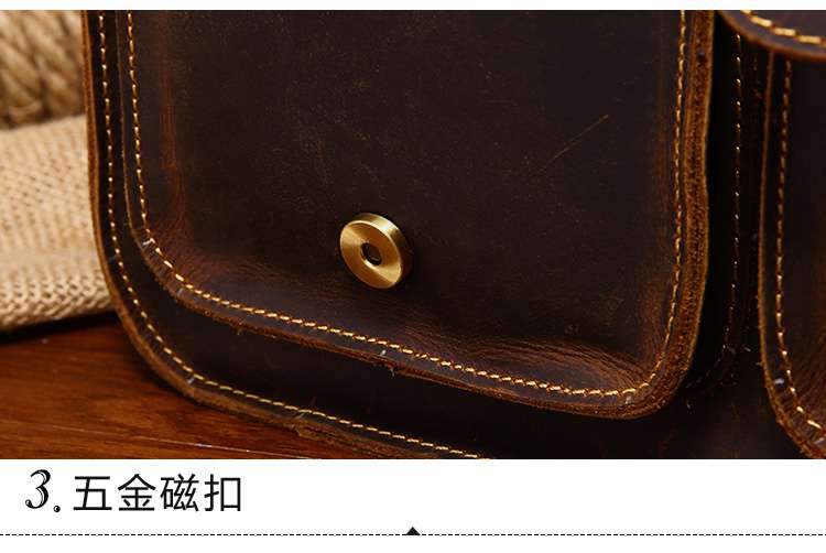 復古瘋馬皮男包 時尚休閑男士肩背包 頭層牛皮單肩斜背包 瘋牛皮側背包  真皮男包 真皮包包