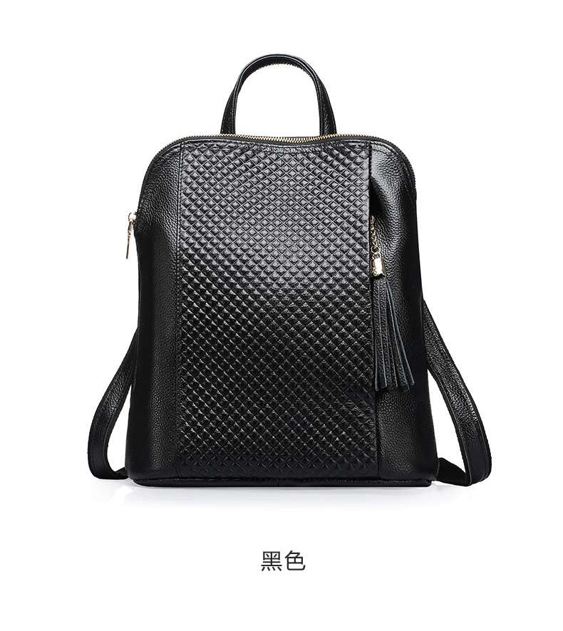韓版女士頭層牛皮後背包 時尚百變流蘇包 真皮雙肩包 多功能背包 旅行背包  真皮女包 真皮包包