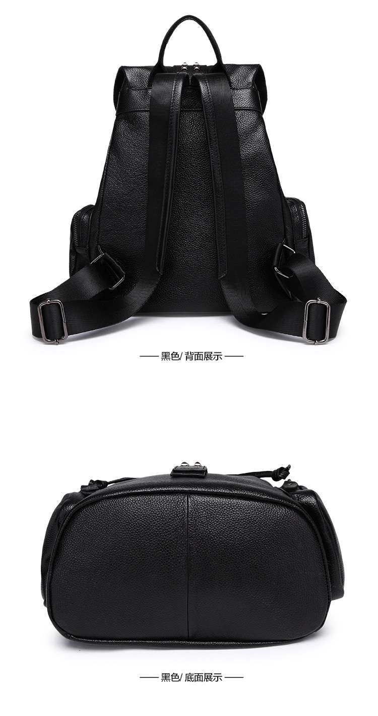 新款頭層牛皮後背包 時尚鉚釘雙肩包 真皮女包 學院風學生書包 真皮鉚釘包  真皮包包