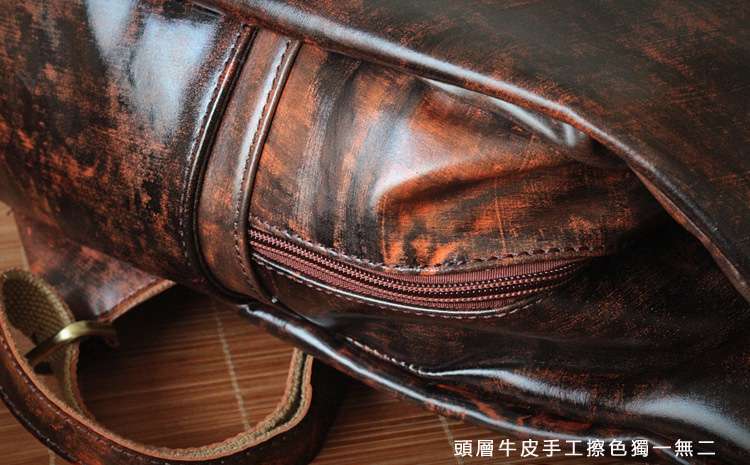 韓版新款真皮手工擦色後背包 進口頭層牛皮手工擦色包包 女士復古雙肩包 真皮後背包 真皮女包 真皮包包