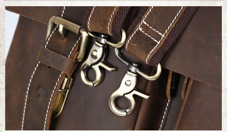 英倫風手工瘋馬皮手提包 復古頭層牛油皮斜挎包 商務男包 男士公事包公文包 真皮電腦包 真皮包包