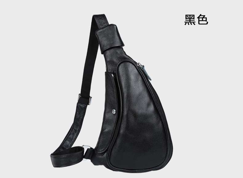 歐美爆款真皮男士胸包 荔枝紋頭層牛皮單肩包 真皮斜挎包 男女通用真皮胸包 真皮包包