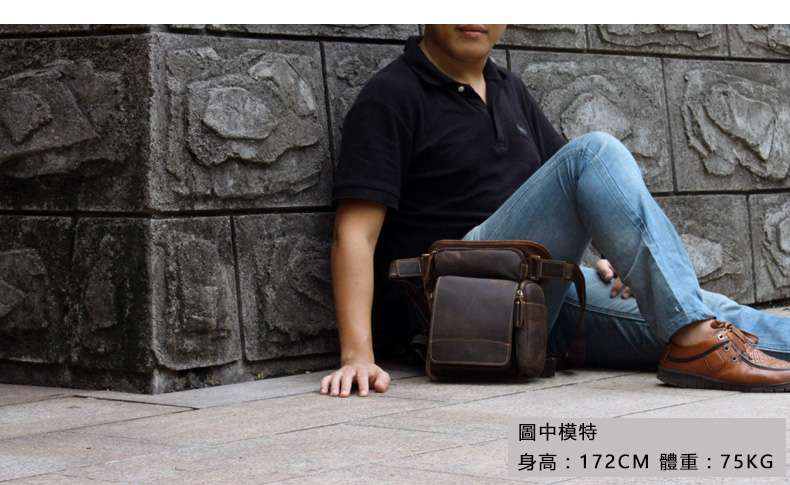 多功能瘋馬皮腰包 復古真皮斜挎包 頭層牛皮男士腰包個性真皮男包 瘋牛皮腰包手機包 真皮包包