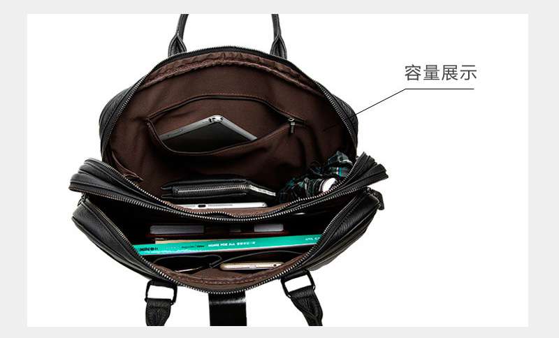 商務頭層牛皮手提包 男士電腦包筆電包 橫款真皮公事包公文包 男式側背包 真皮男包 真皮包包