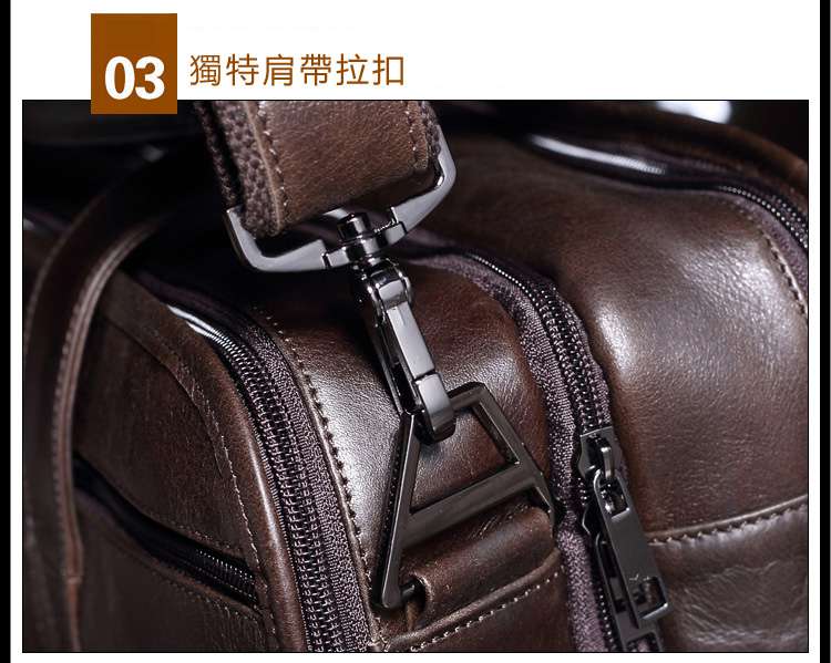 高檔三層頭層牛皮手提包 大容量油蠟牛皮側背包 歐美復古油皮男包 真皮公事包公文包  真皮男包 真皮包包