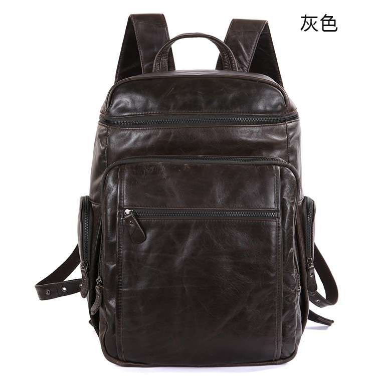 大容量頭層牛皮後背包 油蠟牛皮旅行包 戶外旅行背包 真皮登山背包 韓版風真皮筆電包電腦包 真皮包包
