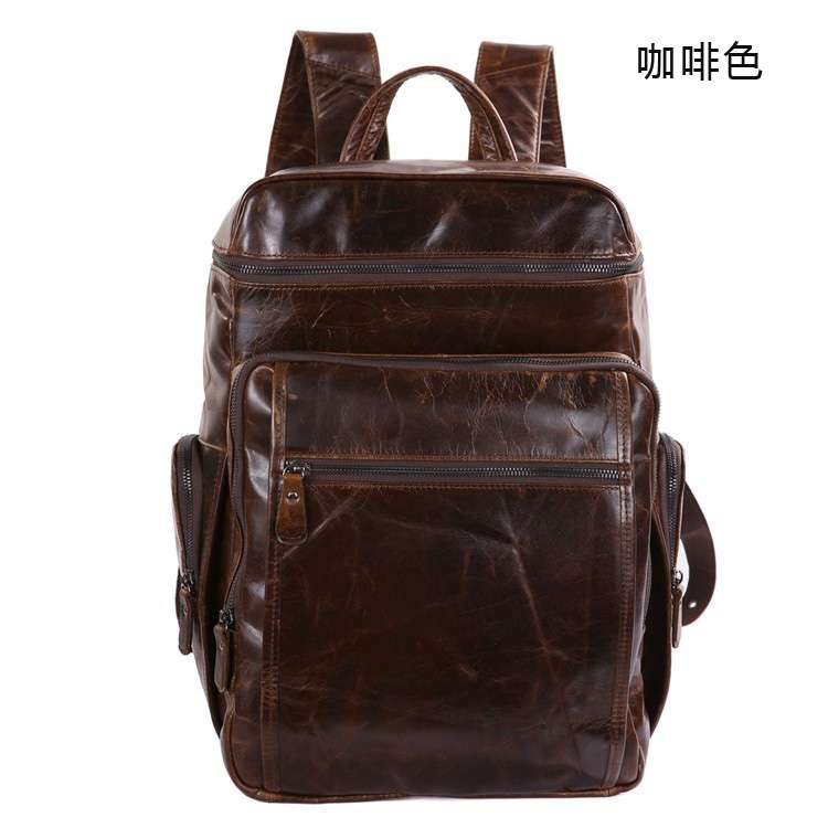 大容量頭層牛皮後背包 油蠟牛皮旅行包 戶外旅行背包 真皮登山背包 韓版風真皮筆電包電腦包 真皮包包