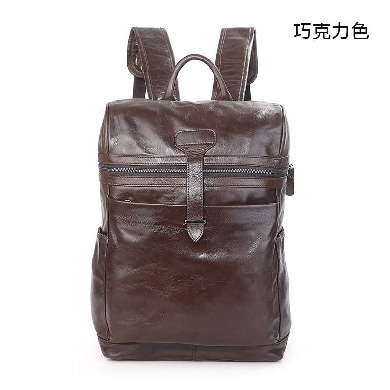 油蠟牛皮後背包 真皮雙肩包 頭層牛皮背包 男式真皮雙肩背包 學生書包筆電包旅行包 真皮筆電包電腦包 真皮包包
