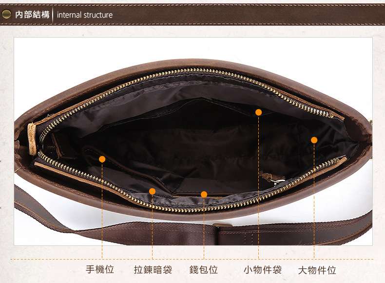 復古瘋馬皮休閑包包 頭層牛皮肩背包 男式真皮豎款斜背包 新款歐美時尚牛皮斜挎包 ipad包包 真皮男包 真皮包包