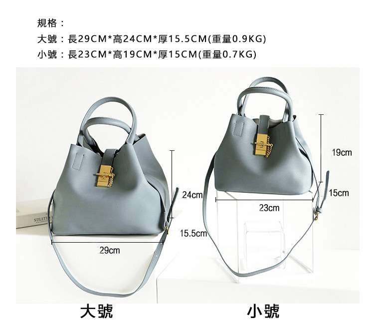 韓版真皮手提包 牛皮女士包包 新款水桶包 大小號子母包 女用肩背斜挎大包包 真皮包包
