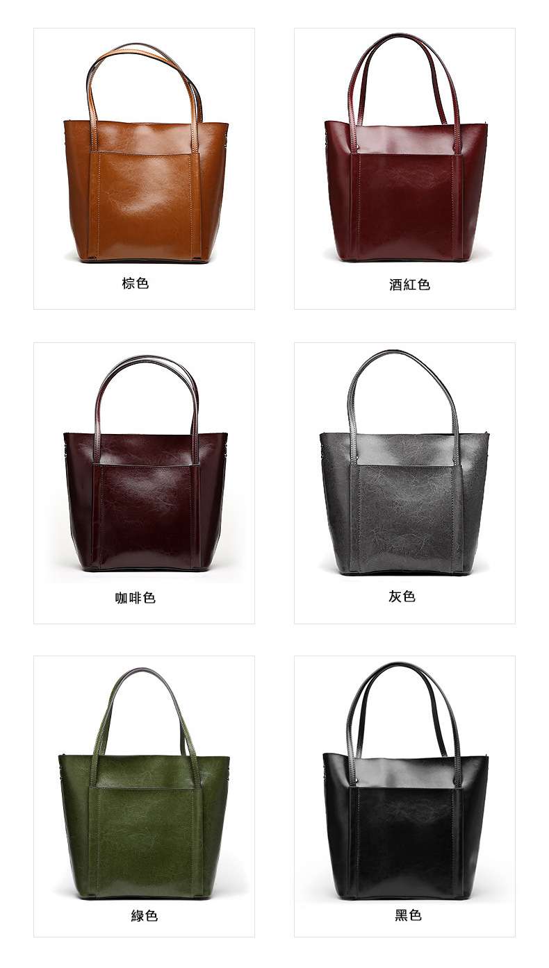 簡約潮流真皮手提包 復古女用大包包 牛皮單肩包 商務通勤女式手提包 新款真皮大包 真皮包包