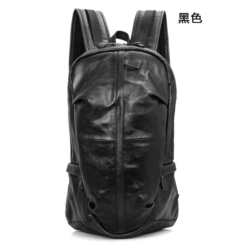 原創長款真皮後背包 大容量旅行背包 頭層牛皮雙肩背包 真皮長款雙肩包 學生書包 真皮包包