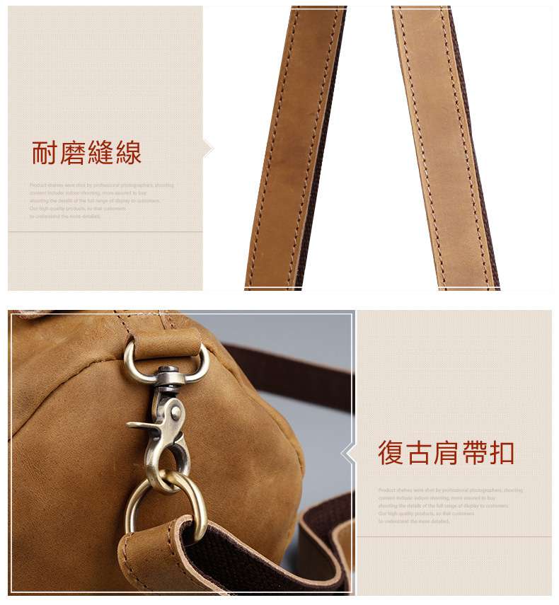 復古真皮圓筒包 瘋馬皮肩背包 頭層牛皮男士單肩包 真皮男士斜跨包 瘋牛皮斜背包 真皮包包