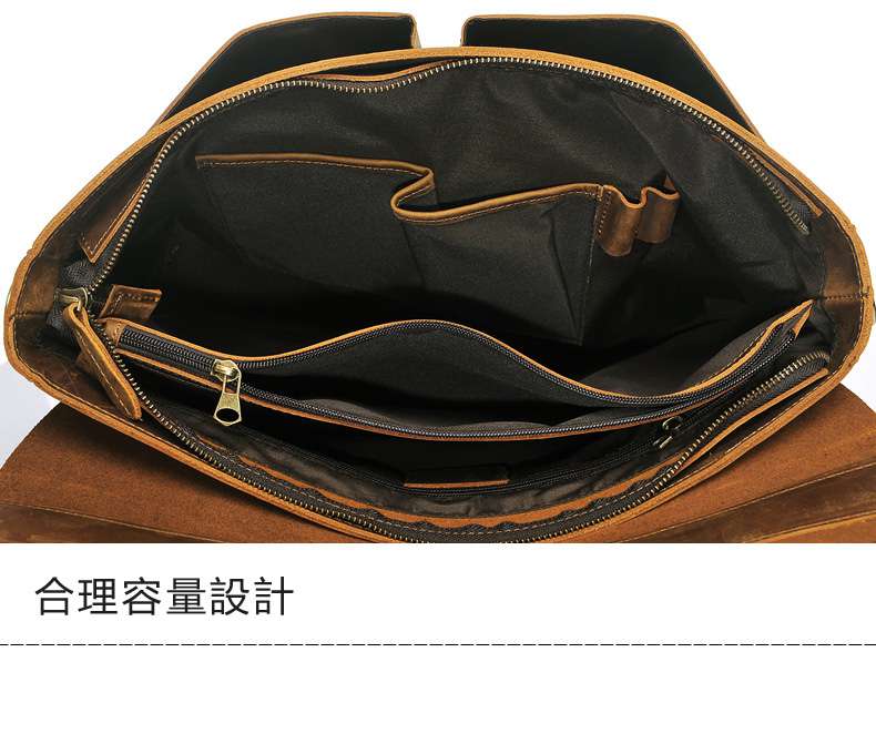 復古頭層瘋馬皮公事包 英倫真皮手提包 頭層牛皮公文包 男士橫款單肩包斜挎包 真皮男包 真皮包包
