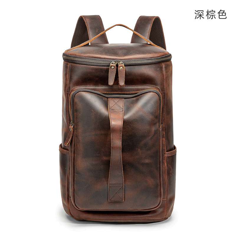 復古多功能旅行背包 頭層牛皮後背包 大容量行李手袋 真皮手提包 時尚運動雙肩包 真皮登山背包 單肩斜跨行李袋  真皮男包  真皮包包