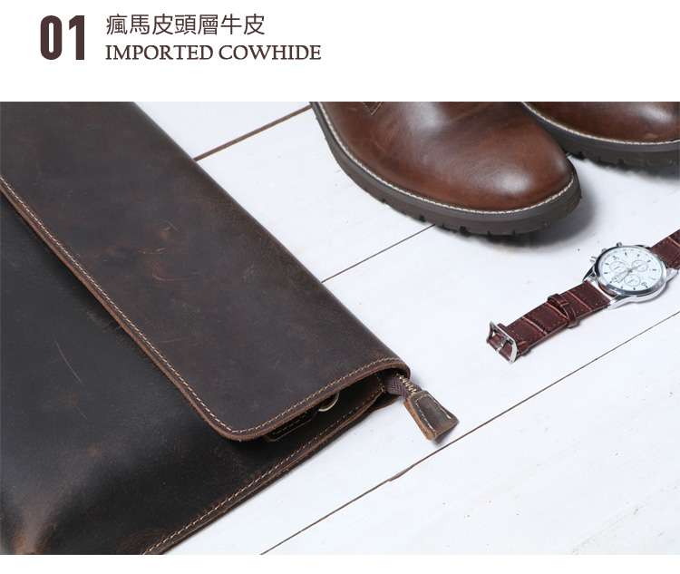 復古瘋馬皮休閒男包 頭層牛皮郵差包 手工休閑牛皮個性單肩包 真皮斜挎包 IPAD包包 真皮包包